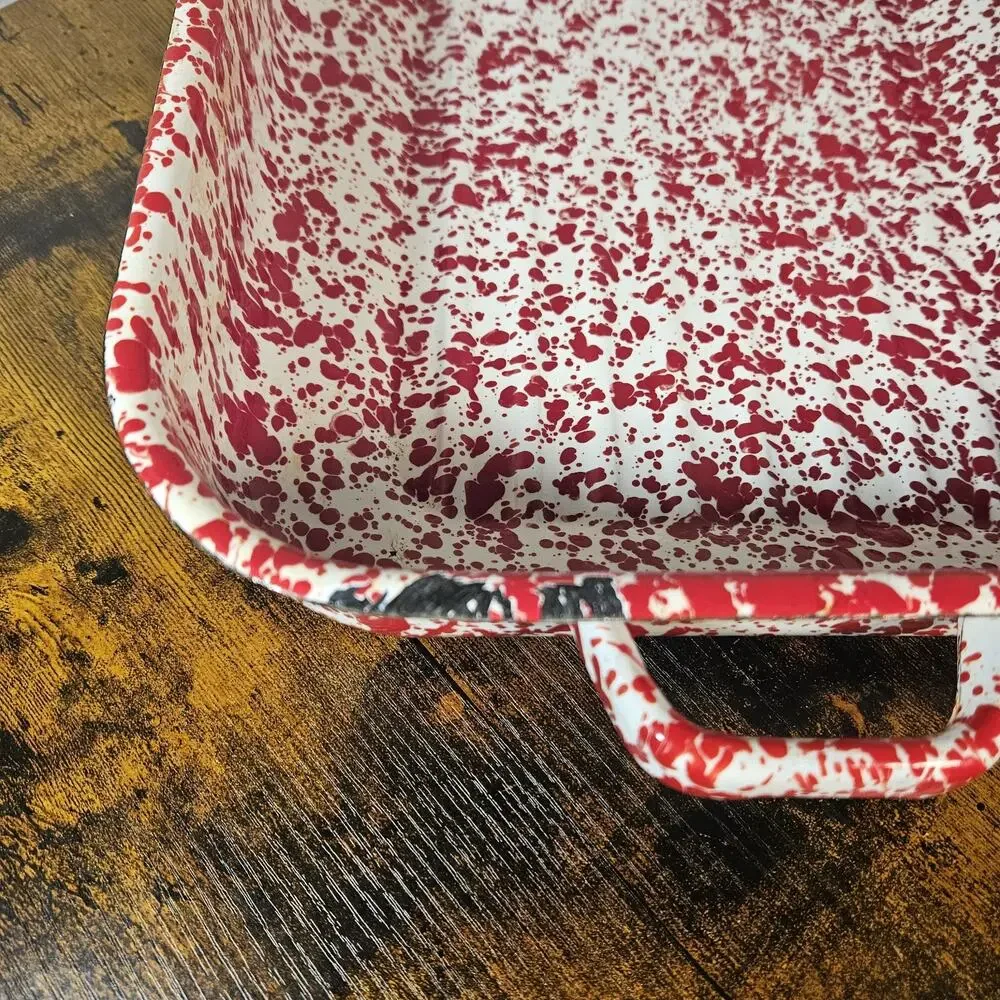 Crow Canyon Home Enamelware Red Splatter 15